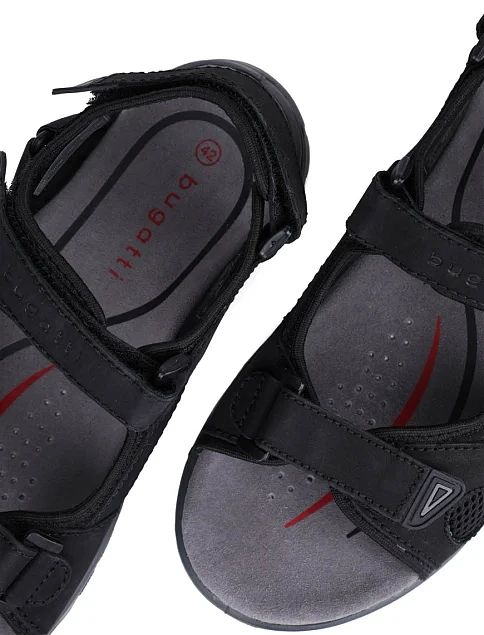 Чоловічі сандалі Bugatti з нубуку чорні - фото 5 - Miraton