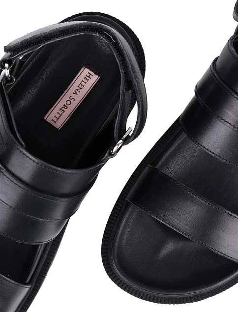 Женские сандалии Helena Soretti кожаные черные - фото 5 - Miraton