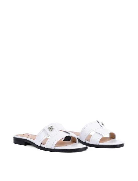 Женские шлепанцы Helena Soretti кожаные белые - фото 2 - Miraton