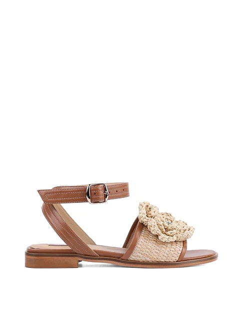 Женские сандалии Helena Soretti кожаные бежевые - фото 1 - Miraton