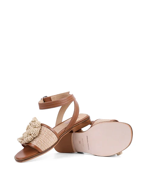 Женские сандалии Helena Soretti кожаные бежевые - фото 2 - Miraton