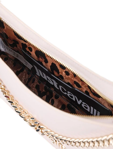 Женская сумка хобо Just Cavalli из экокожи молочного цвета - фото 6 - Miraton