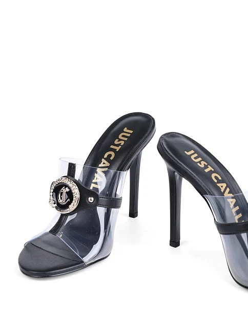 Женские сабо Just Cavalli лаковые черные женские - фото 2 - Miraton