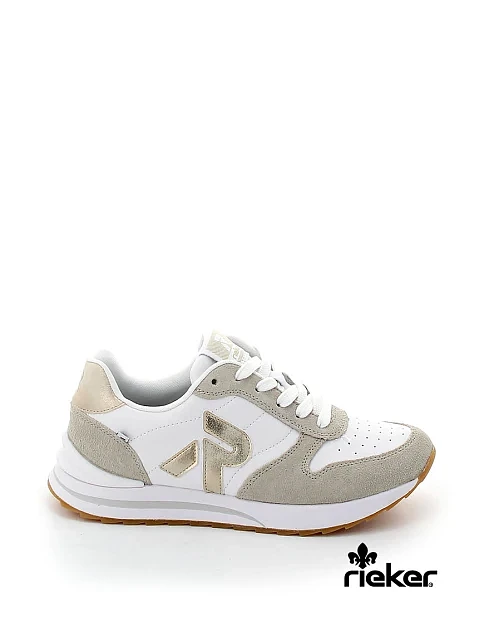 Женские кроссовки Rieker замшевые бежевые - фото 1 - Miraton