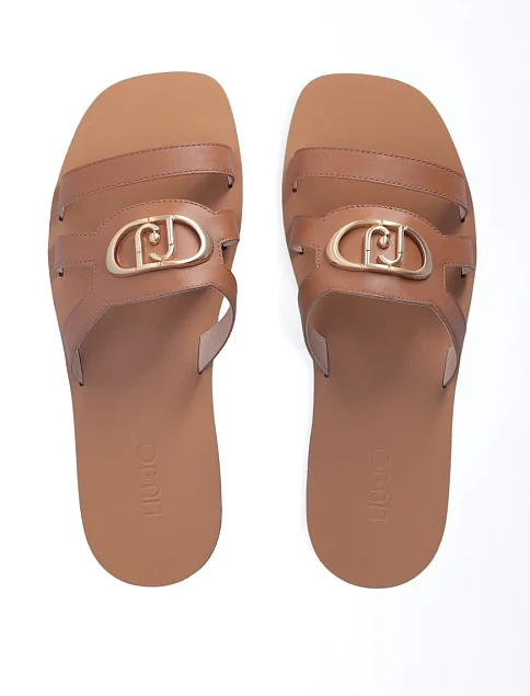 Женские шлепанцы LIU JO кожаные оранжевые - фото 5 - Miraton