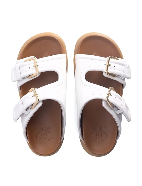 Женские шлепанцы LIU JO из экокожи белые - фото 4 - Miraton