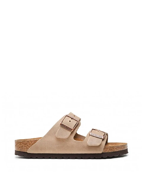 Мужские шлепанцы BIRKENSTOCK Arizona кожаные бежевые - фото 1 - Miraton