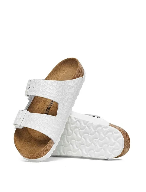 Женские шлепанцы BIRKENSTOCK Arizona кожаные белые - фото 2 - Miraton