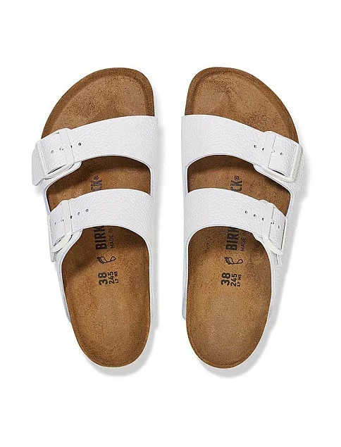Женские шлепанцы BIRKENSTOCK Arizona кожаные белые - фото 4 - Miraton