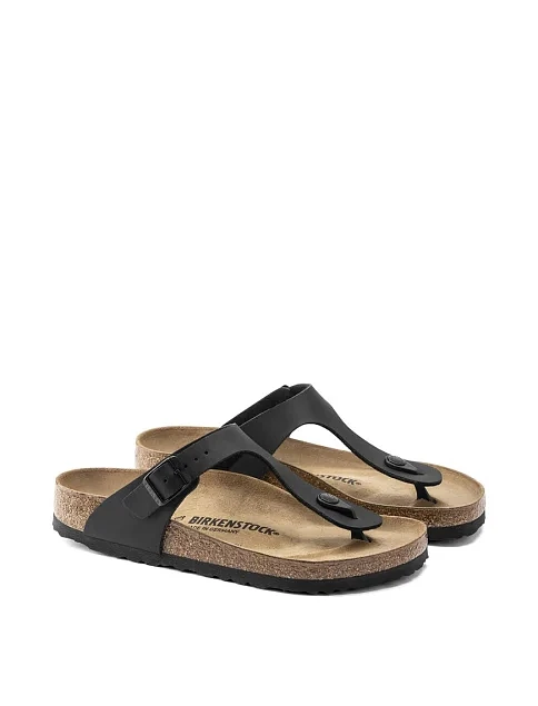 Женские шлепанцы BIRKENSTOCK Gizeh Bf из экокожи черные - фото 3 - Miraton