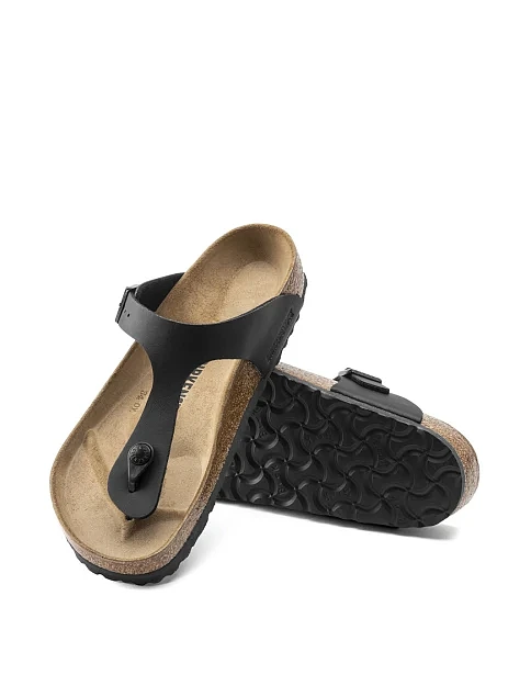 Женские шлепанцы BIRKENSTOCK Gizeh Bf из экокожи черные - фото 4 - Miraton