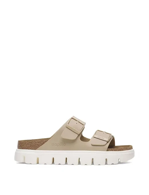 Женские шлепанцы BIRKENSTOCK Arizona Chunky из экокожи бежевые - фото 1 - Miraton