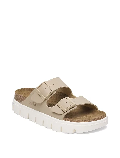 Женские шлепанцы BIRKENSTOCK Arizona Chunky из экокожи бежевые - фото 2 - Miraton