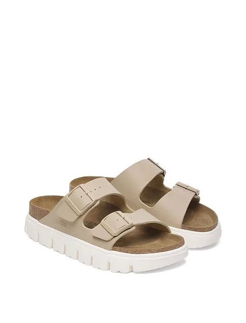 Женские шлепанцы BIRKENSTOCK Arizona Chunky из экокожи бежевые - фото 3 - Miraton