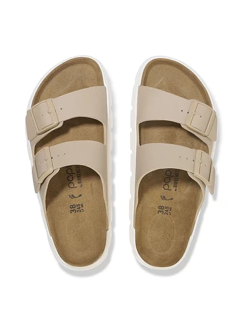 Женские шлепанцы BIRKENSTOCK Arizona Chunky из экокожи бежевые - фото 5 - Miraton