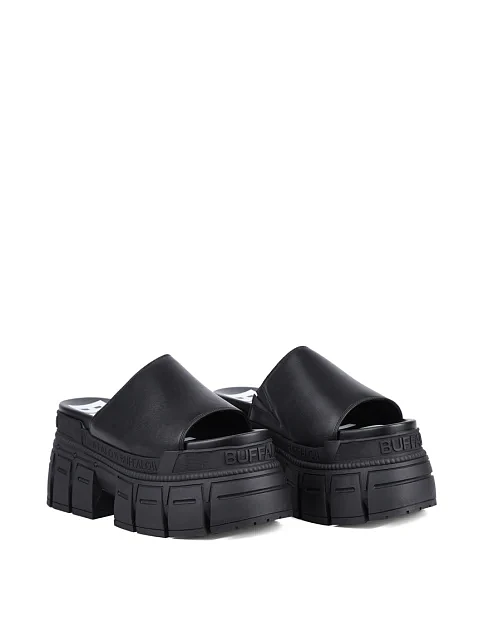 Жіночі шльопанці Buffalo з екошкіри чорні - фото 3 - Miraton