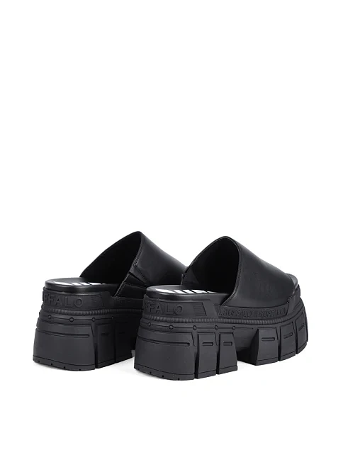 Жіночі шльопанці Buffalo з екошкіри чорні - фото 4 - Miraton