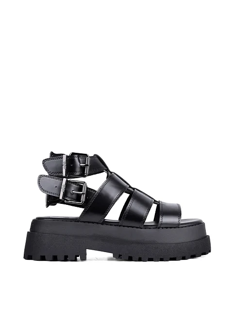 Жіночі сандалі Buffalo з екошкіри чорні - фото 1 - Miraton