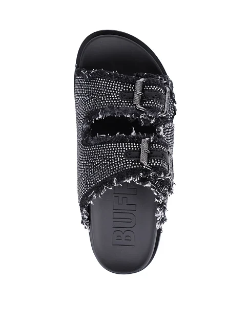 Жіночі шльопанці Buffalo тканинні чорні - фото 2 - Miraton
