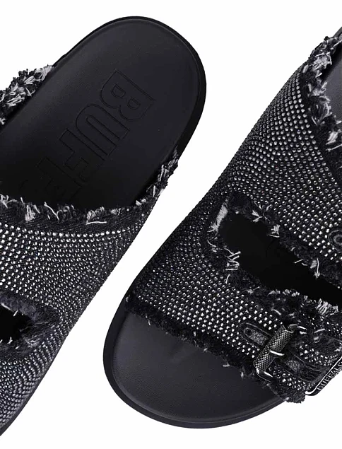 Жіночі шльопанці Buffalo тканинні чорні - фото 5 - Miraton