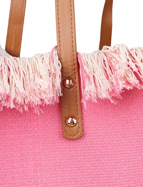 Женская сумка шоппер MIRATON тканевая розовая - фото 4 - Miraton