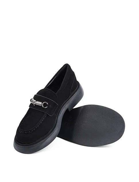 Женские туфли лоферы Attizzare велюровые черные - фото 2 - Miraton