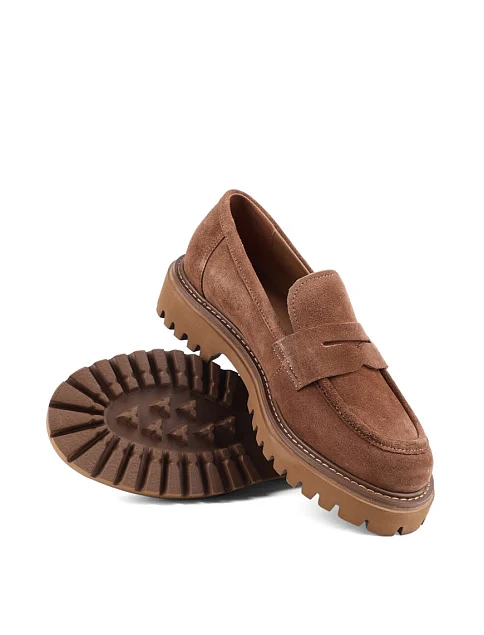 Женские туфли лоферы Attizzare велюровые бежевые - фото 2 - Miraton