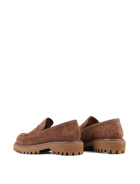 Женские туфли лоферы Attizzare велюровые бежевые - фото 4 - Miraton