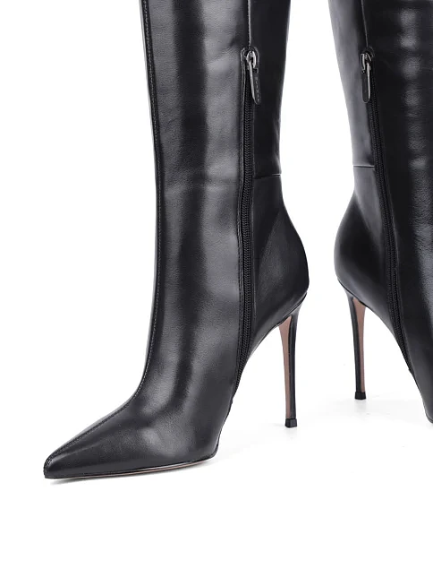 Женские сапоги MiaMay кожаные черные - фото 2 - Miraton