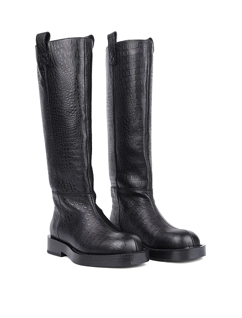 Женские сапоги MIRATON кожаные черные - фото 3 - Miraton