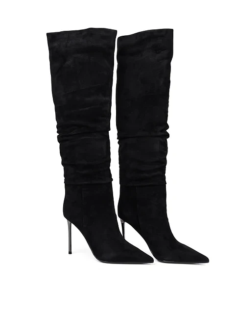 Женские сапоги MIRATON велюровые черные - фото 3 - Miraton