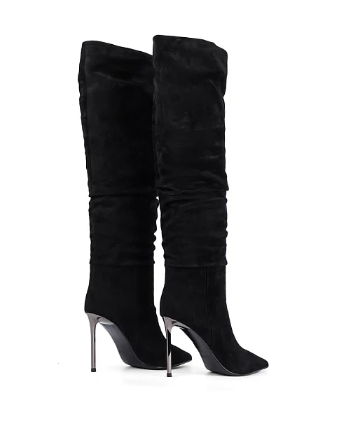 Женские сапоги MIRATON велюровые черные - фото 4 - Miraton