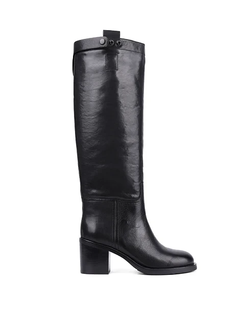 Женские сапоги MIRATON кожаные черные - фото 1 - Miraton