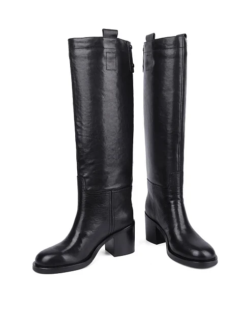 Женские сапоги MIRATON кожаные черные - фото 2 - Miraton