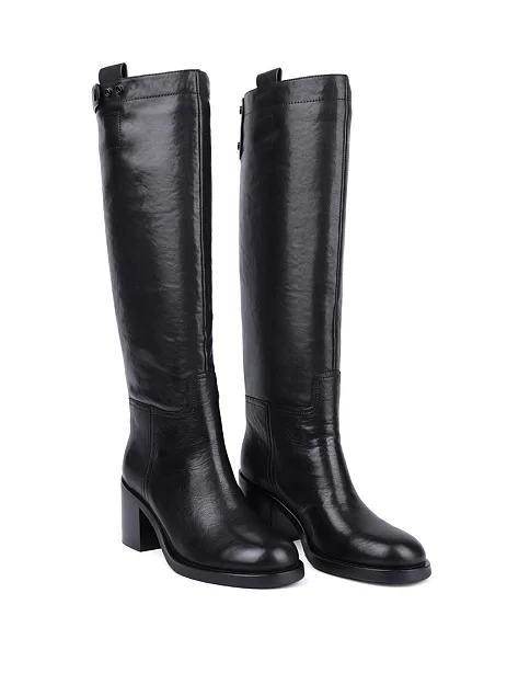 Женские сапоги MIRATON кожаные черные - фото 4 - Miraton