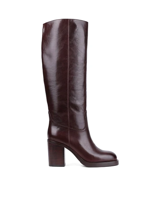 Женские сапоги MIRATON кожаные коричневые - фото 1 - Miraton