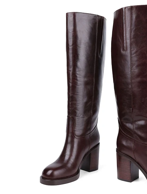 Женские сапоги MIRATON кожаные коричневые - фото 2 - Miraton