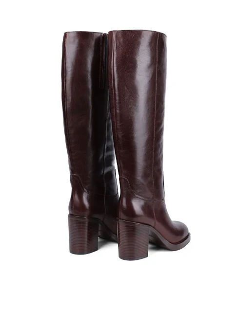 Женские сапоги MIRATON кожаные коричневые - фото 4 - Miraton