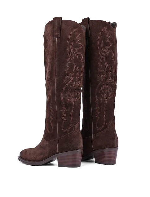 Женские сапоги Attizzare велюровые коричневые - фото 4 - Miraton