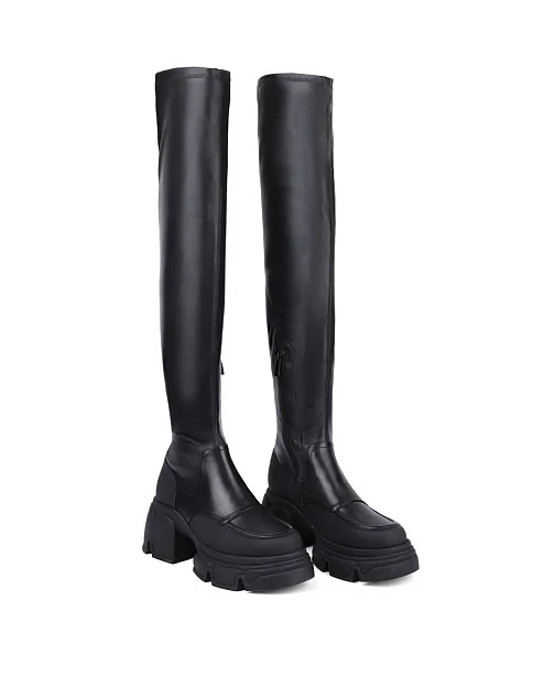 Женские сапоги MIRATON кожаные черные - фото 3 - Miraton