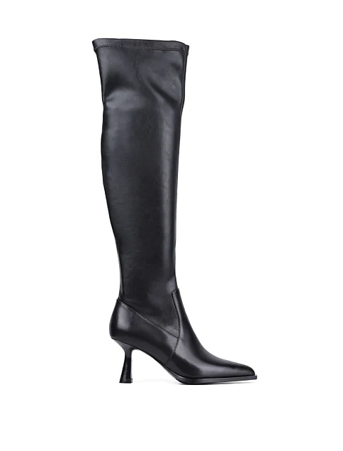 Женские ботфорты MIRATON кожаные черные - фото 1 - Miraton