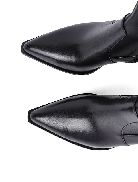 Женские ботфорты MIRATON кожаные черные - фото 5 - Miraton