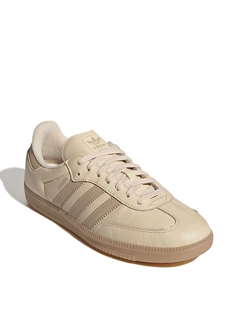 Женские кеды Adidas Samba кожаные бежевые - фото 3 - Miraton