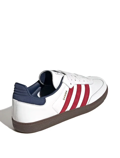 Мужские кеды Adidas Samba кожаные белые - фото 4 - Miraton