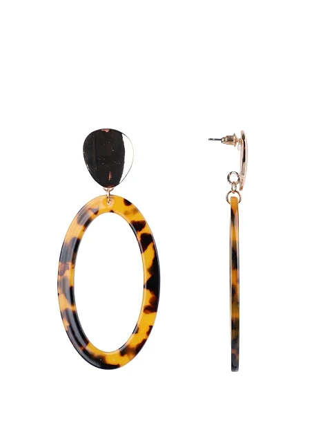 Сережки підвіски круглі з леопардовим принтом - фото 1 - Miraton