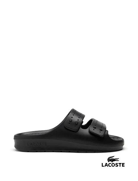 Мужские шлепанцы Lacoste резиновые черные - фото 1 - Miraton