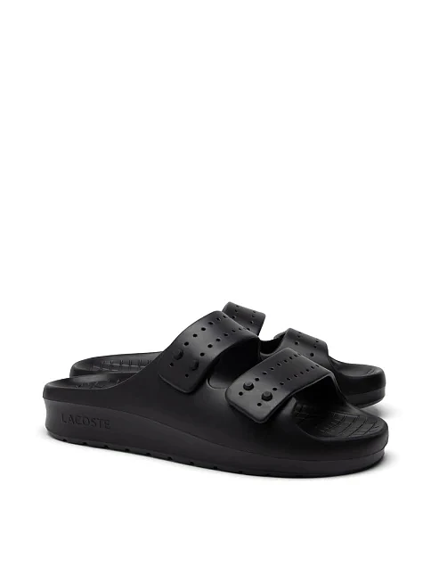 Мужские шлепанцы Lacoste резиновые черные - фото 2 - Miraton