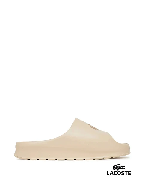 Мужские шлепанцы Lacoste резиновые бежевые - фото 1 - Miraton