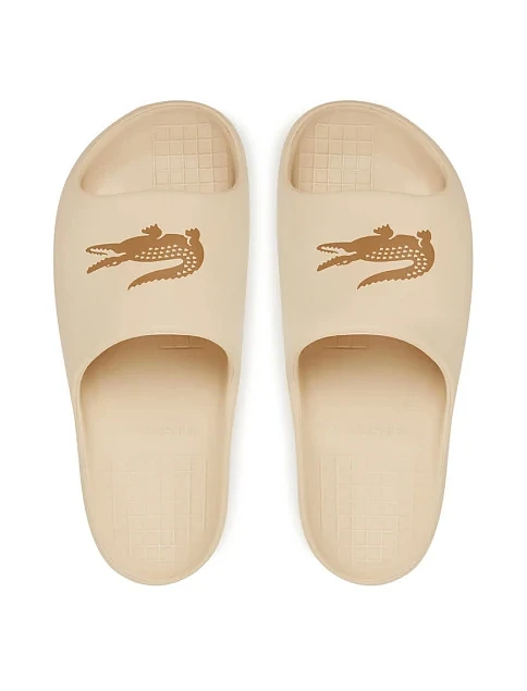 Мужские шлепанцы Lacoste резиновые бежевые - фото 5 - Miraton