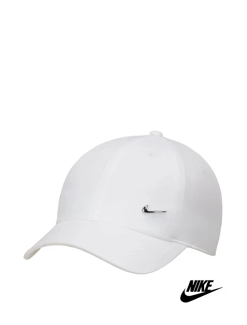 Кепка Nike Dri-Fit Club Metall-Swoosh Logo Cap тканевая белая - фото 1 - Miraton